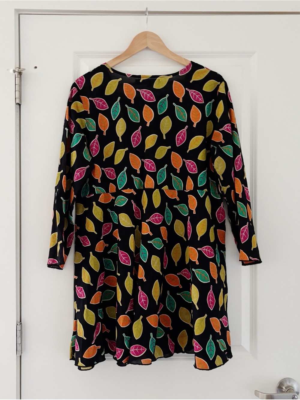 Gudrun Sjodgen Leaf Print Button Down Tunic Dress Cotton Lagenlook - Picture 2 of 8